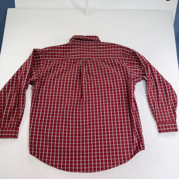 Eddie Bauer Outlet Button Down Shirt Men's Large Flannel Red Check 100% Cotton - Picture 3 of 12